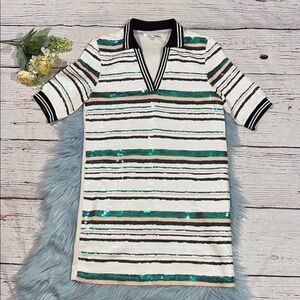 English Rose Rugby Striped Sequin Polo Mini Dress